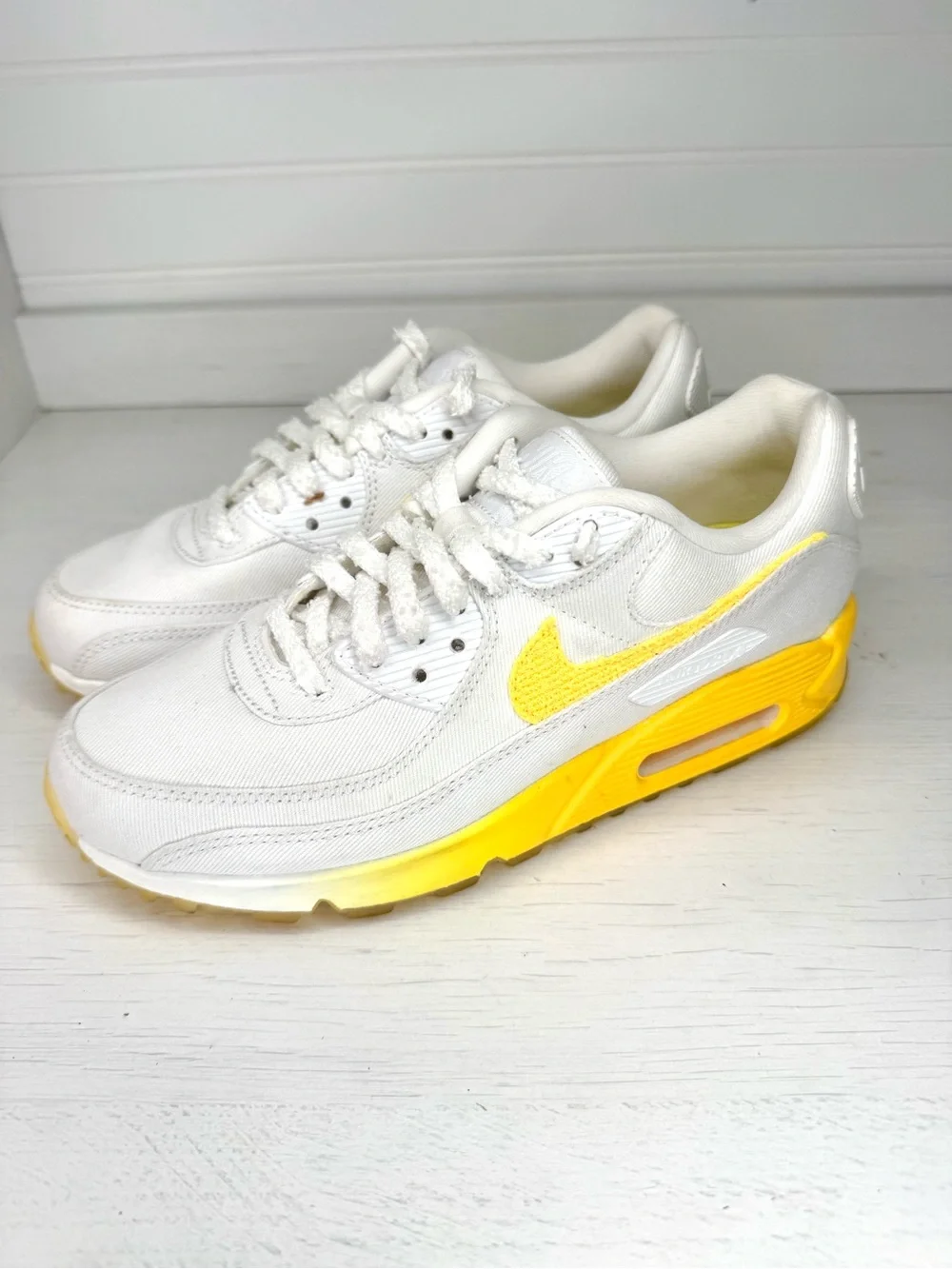 Nike Air Max 90 Citrus Pulse White Yellow Shoes Women's Size 7.5 VGUC